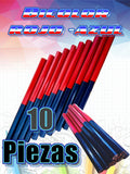10 Lápiz Bicolor Azul Y Rojo Hexagonal Grueso 17.5 X 1cm